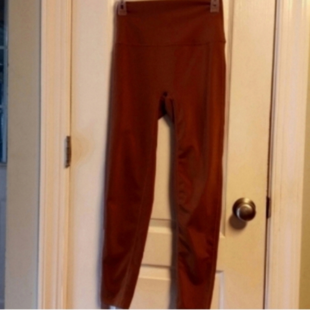 Zenana High-Waisted Brown Leggings Women's M Stretch Athletic Yoga Workout EUC